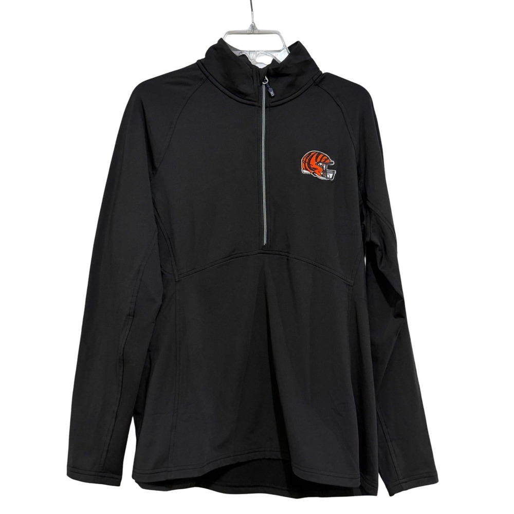 Cutter & Buck Cincinnati Bengals Adapt Eco Knit Half Zip Pullover Black XL NEW